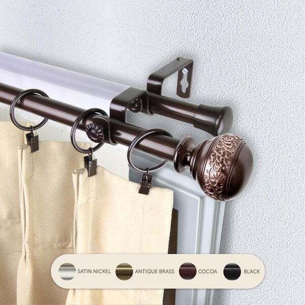 Kd 0.8125 in. Lucid Double Curtain Rod with 120 to 170 in. Extension, Cocoa KD3726116 - main